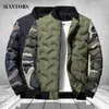 Parkas de plumón para hombre Chaquetas y abrigos de invierno para hombre Ropa exterior Ropa 2022 Camuflaje Bomber Chaqueta Cortavientos Grueso Cálido Masculino Militar