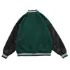 Mężczyźni Luźne Furry List Patchwork 3 Kolor Opcjonalny Harajuku College Style Baseball Bomber Jacket Streetwear Płaszcze Kurtki męskie