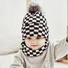 Autunno Inverno Bambino Bambini Cappello lavorato a maglia Scaldacollo Set Bambini Maglieria Scozzese Berretto con teschio Fazzoletto da collo