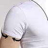 T-shirt Stretch Lycra Tight Tees Slim Camisetas Hommes T-shirt Loisirs Été O-cou À Manches Courtes Coton Hommes Noir Blanc 210726