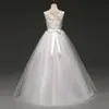 Branco laço flor meninas vestido de casamento cerimónias vestido vestido vestido de esfera crianças vestido menina menino batismo vestido q0716