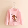 Vårhöst barnkläder Lolita Style långärmad baby flicka solid färg tecknad djur flicka grundläggande t-shirt 210701