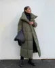 WOTWOY Winter Verdickung X-Lange Parkas Frauen Breite Taille Lose Baumwolle Gepolsterte Jacken Weibliche Grün Grau Schärpen Warme windjacke 211008