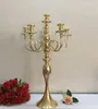 Golden 5 Heads 3 Arms Candelabra Candle Holders Стол Свадебные центральные вечеринки.