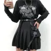 ゴシックパンク原宿女性のスカートカジュアルクールシックなプレッピースタイル赤い格子縞のプリーツブラック女性ファッションショーツポケット210621