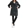 Vår Höst Trench Coat Kvinnor Kausal Långärmad Med Hood Medium Armé Grön Kvinna Casaco Feminino S 210525