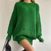 Casual Kleider Frauen Ripped Gestrickte Langarm Pullover Kleid Plus Größe Lose Streetwear Rippen Mini Vestidos Kleidung Female269g