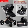 Wózki# Babyfond Baby Baby Stroller Born Bez podatku 3 w 1 Modna powóz Europejski Wózek Wyślij prezenty PU1 Q240429