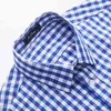 Camisa informal de algodón a cuadros guinga clásica para hombre, camisas de vestir de manga larga ajustadas con botones, camisa de marca de trabajo de oficina de negocios 210522