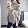 Cotton Sweater Women Spring Autumn Solid Knitted Pullover Casual Turtleneck Thick Female Knit Tops 210427