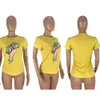Женщина простая футболка с круглым воротником U.s. Доллар Печатная футболка с короткими рукавами Многие код Большое цветовое дизайнерская женская одежда 86056