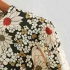 Frauen Vintage Blume Druck Midi A-Line Kleid Weibliche O Hals Langarm Kleidung High Street Lose Vestido D7005 210430
