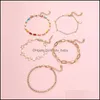 Anklets Modyle Bohemia Gold Color Moon Star Crystal Bracelet Simple For Women Fashion Party Jewelry Gifts Drop Delivery 2021 M14Tv
