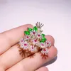 Pins, Broches Mooie Crystal Cubic Zirconia Flower for Dames Broach Pin Mode Bruiloft Bruids Boeket Sash Sieraden Accessoires