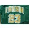 Nikivip IRISH HIGH SCHOOL Green White Lebron 23 James Stitched Jerseys High Quality Embroidery Sportwear Shirt For Men S-XXL