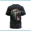 T-tröjor Tees s Kläder Apparelanimal serie Mens 3D-tryck T-shirt Grafisk Optisk Illusion Short Sleeve Party Tops Streetwear Punk Gothi