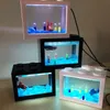 Aquariums 2021 USB Mini Aquarium Fish Tank With LED Lamp Light Betta Fighting Cylinder