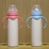 8oz 240ml Sublimação Garrafa de água Caneca de leite de leite 18/8 aço inoxidável enfermagem a vácuo Copo de alimentação de bebê suck-las com bola de gravidade BPA-livre
