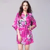 Женская спящая одежда дизайнер бренда женский печатный цветочный кимоно платье платье шелковый атлас свадьба робичка ночная рубашка цветок S M XL XXL XXXL D125-09
