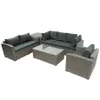 Azionamento degli Stati Uniti U_style Patio Set di mobili a 7 pezzi Set di divani in vimini Set cuscini Sedie A Loveseat Un tavolo e scatola di immagazzinaggio A47