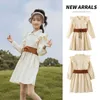 Korean version of the autumn style, big boy, girl, western style, little girl, belt style shirt dress, trendy fan Q0716