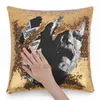 Pillow Case Frankenstein Shimmer Sequins Glitter Pillowcase Skräck Terror Vintage Retro Movies Classic Cult Movie