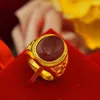 Wedding Rings Charmhouse Big Stone Huge For Men Pure Yellow Gold Color GP Finger Ring Free Size Bague Anel Male Engagement Jewelry Gift Edwi
