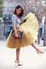 Lady Prenses Tutu Tül Petticoats Midi Diz Boyu Etek Altskirt İki Katmanlar 5 Katmanlı Tül Parti Balo Düğün Yaz Yetişkin Flare Kabarık Kadın Etekler