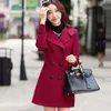 Women's Wool & Blends FTLZZ Women Blend Warm Long Coat Autumn Winter Plus Size Female Slim Fit Lapel Woolen Overcoat Cashmere Outerwear
