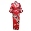 Lange Stil Lose Japanische Satin Pfau Frau Yukata Kleid Nachtwäsche Orientalischen Kimono Haori Chinesischen Qipao Nachthemd Robe322j