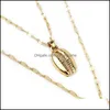 Pendant & Pendants Jewelrypendant Necklaces Personality Trendy Mti-Layer Clavicle Chain Necklace Gold Metal Shell Simple Bohemian Long For W