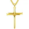 Collier pendentif croix clou et corde en acier inoxydable pour hommes