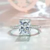 OEVAS véritable 925 argent Sterling coupe émeraude créé bagues de mariage en diamant Moissanite pour les femmes bague de fiançailles de proposition de luxe