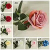 Pojedynczy Faux Velvet Rose Długie łodygi i zielony urlop Sztuczne kwiaty Stół Wedding Hotel Decoration Gift RRD12730