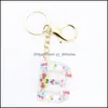 Keychains Fashion AessoriesKeyChains Cute Letter Pendant Harts Key Chains Rings for Women Car Acrylic Glitter Keyring Holder Charm Bag Coupl Coupl Coupl