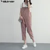 Overalls for Women dungarees Oversize loose Rompers Women Jumpsuit Strap Solid corduroy Tracksuit Harem Trousers Playsuit 210519