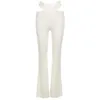 FAKUNTN Y2K White Pants Streetwear Dames Mode Broek 2021 Zomer Nieuwe Sexy Holle Hout Kant Low Rise Kawaii Egirl Flare Pants Q0801