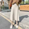 Kjolar 2022 Höst / Vårkvinnor Casual High Waist Jacquard A-Line Elegant Midi Skirt Femme Varm Sticka Streetwear