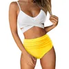 Women's Swimwear Women's Womens Sexy Bikini Set Ruched Criss Cross Wrap Tie Back Swimsuit High Waist Tummy Control Gradient Colorful