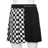 SUCHCUTE gothic high waist women pleated mini skirt patchwork ribbons A-line Skirts streetwear solid female party outfits 210619