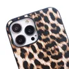 Custodia per iPhone per le donne, 13 12 11 Pro Max Mini XS XR X Leopard Copertura vernice sintetica in pelle classica Brown