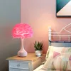 Feather Tafellampen Slaapkamer Bedlampjes Nordic Girl Netto Rood Armatuur Tafeldecoratie Warm Romantisch Werk Bureaulamp Deco Maison