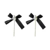 Black White Ribbon Bow Earring 925 Sterling Silver Stud Long Tassel Cloth Earrings Present for Girls Lady 2021 INS Temperament Simple Top Quality Personality