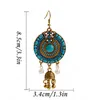 Classic Round Gold Cor Bells Tribe Jhumka Dangle Brincos Mulheres Vintage Turquia Blue Beads Borla Brinco