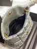 Fabriken säljer Loulou Puffer denim axelväska toppkvalitet kvinnors nubuck läderbälte hög kapacitetskedja korskroppsdesigner handväskor