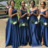 Дешевые элегантные 2021 подружки невесты до 50 атласных атласных платьев для свадебных вечеринок для чернокожих