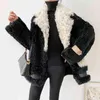 女性秋冬ファッションラムウールの毛皮の毛皮のコート女性厚い暖かい柔らかい偽の毛皮のジャケットオーバーコートカジュアルなアウターウェア211122