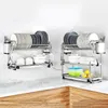 Küche Lagerung Organisation 304 Edelstahl Haushalt Geschirr Rack Abfluss Racks Geschirr Stäbchen Waschen Und Trocknen Wand-montiert