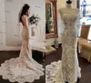 Long Sleeve Boho Mermaid Wedding Dresses 2022 V-neck Backless Country Full lace beach Bridal Gowns vestido de fiesta de boda