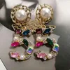 Mimiyagu Style Big Statement Drop Dangle Crystal Boucles d'oreilles pour Woemen 5 Digital Baroque Pearl Butterfly 210317